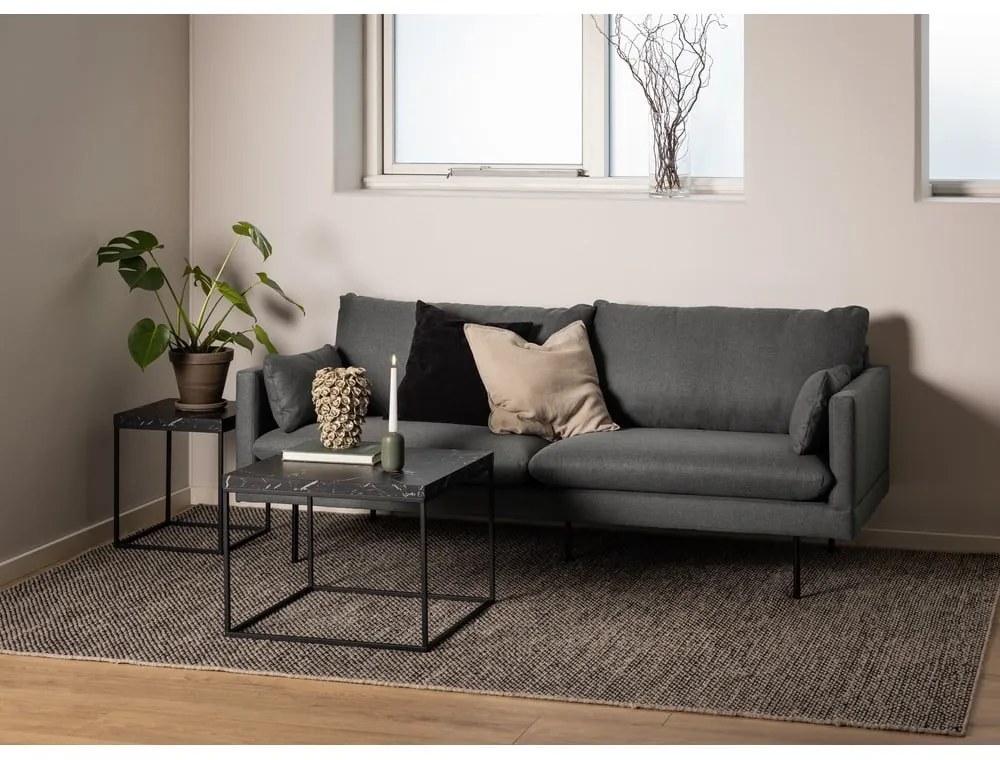 Čierny konferenčný stolík s doskou v dekore mramoru 60x60 cm Barossa – Actona