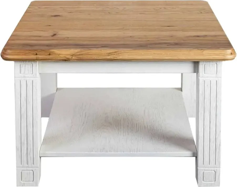 Biely konferenčný stolík do obývačky z masívu, 80x80x50 cm