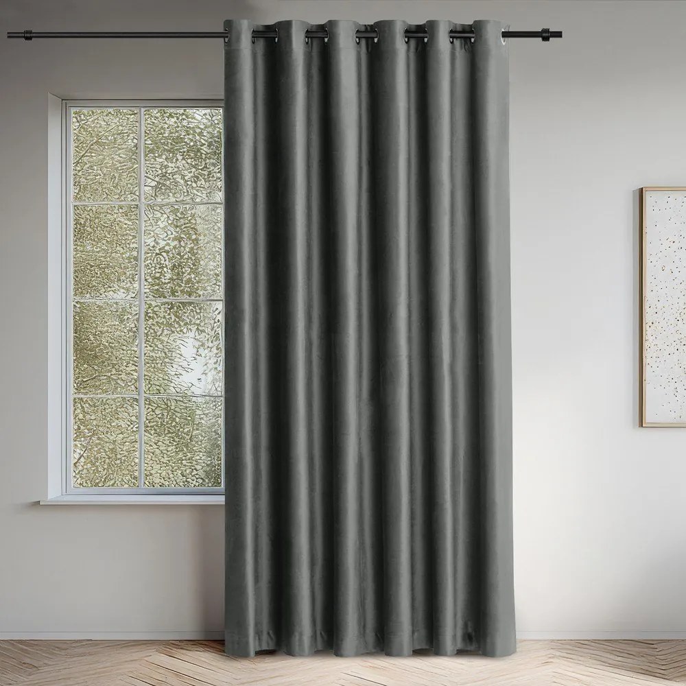 Tmavosivý zamatový dimout záves 140x250 cm Velto – Filumi