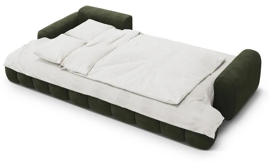 Zelená zamatová rozkladacia/s úložným priestorom rohová pohovka (ľavý roh/s leňoškou) Linz – Cosmopolitan Design