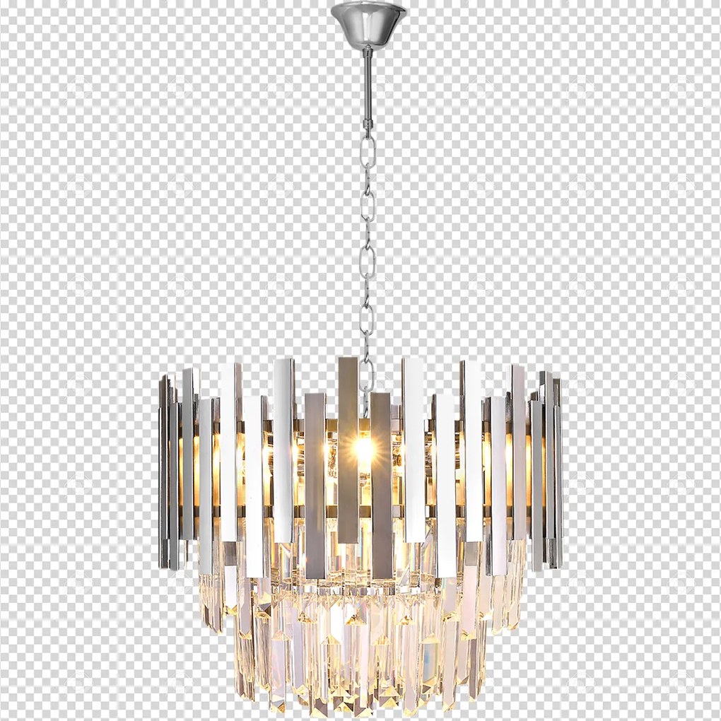 EUlight Luster Aspen, 1x krištáľové/chrómové kovové tienidlo, (fi 45cm), ch