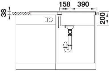 Blanco Adira XL 6 S, silgranitový drez 1000x500x200 mm, 1-komorový, sivá skala, BLA-527619