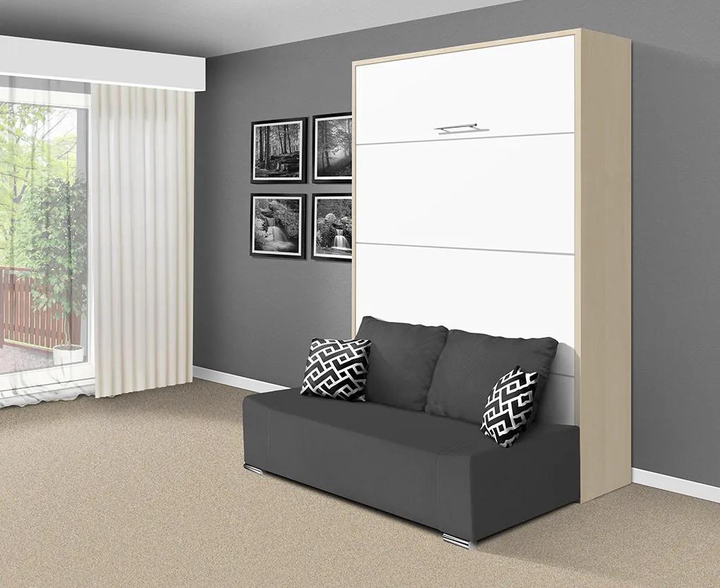 Nabytekmorava Sklápacia posteľ s pohovkou VS 21058P 200x140 farba pohovky: Hnedá, Typ farebného prevedenia: Orech lyon / dvere biele