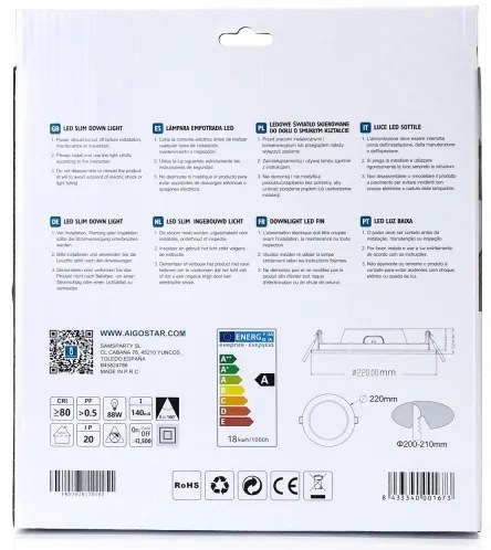 Aigostar - LED Podhľadové svietidlo ULTRATHIN LED/18W/230V 4000K biela