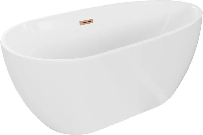 Mexen Eos, voľne stojaca vaňa 150 x 75 cm, biela, medený prepad, 52471507500-65