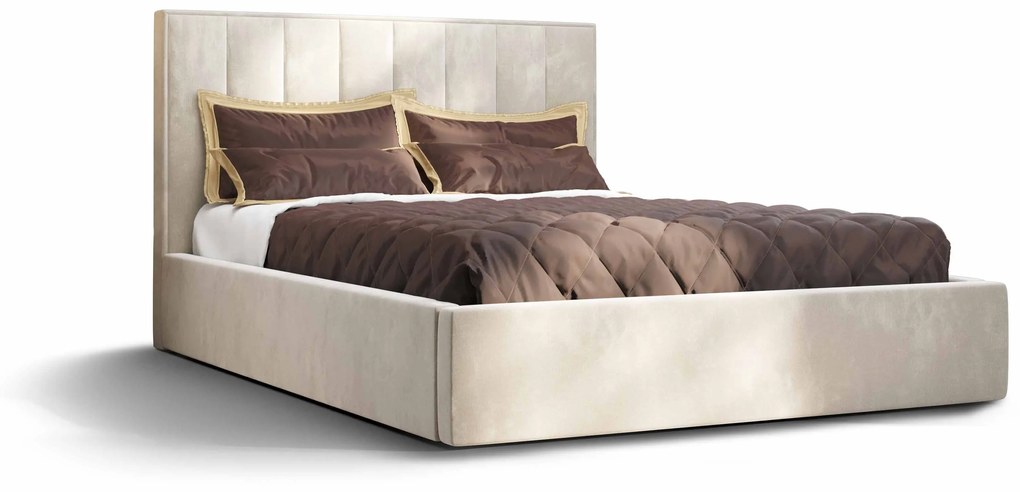 Manželská posteľ 140 cm Ocie (béžová) (s roštom a úložným priestorom). Vlastná spoľahlivá doprava až k Vám domov. 1047108