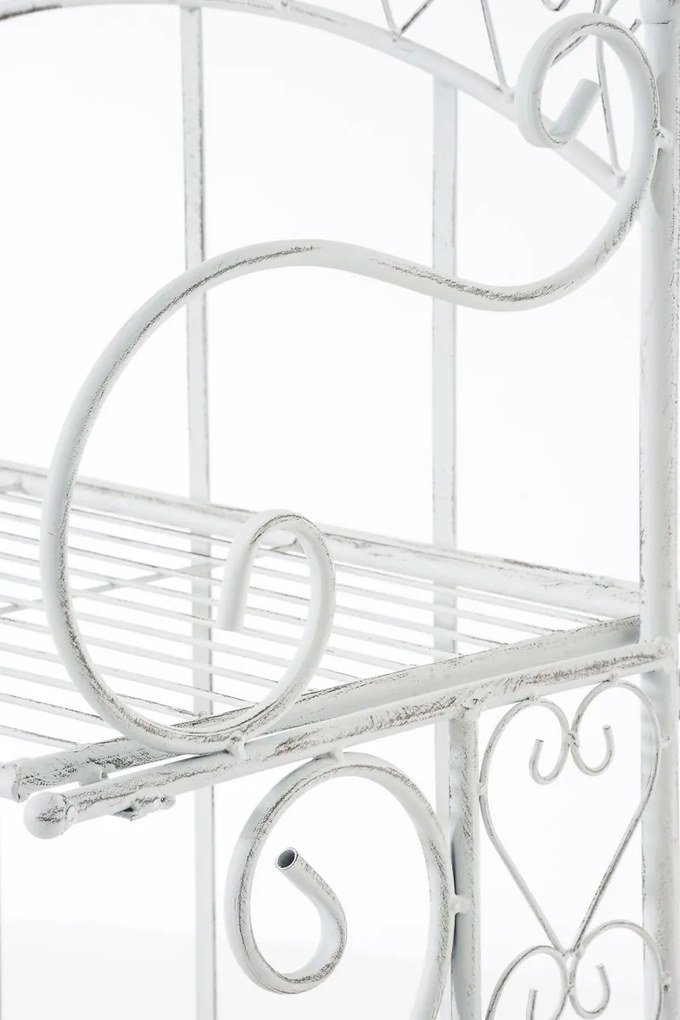 Kovová polica regál Anja - Biela antik