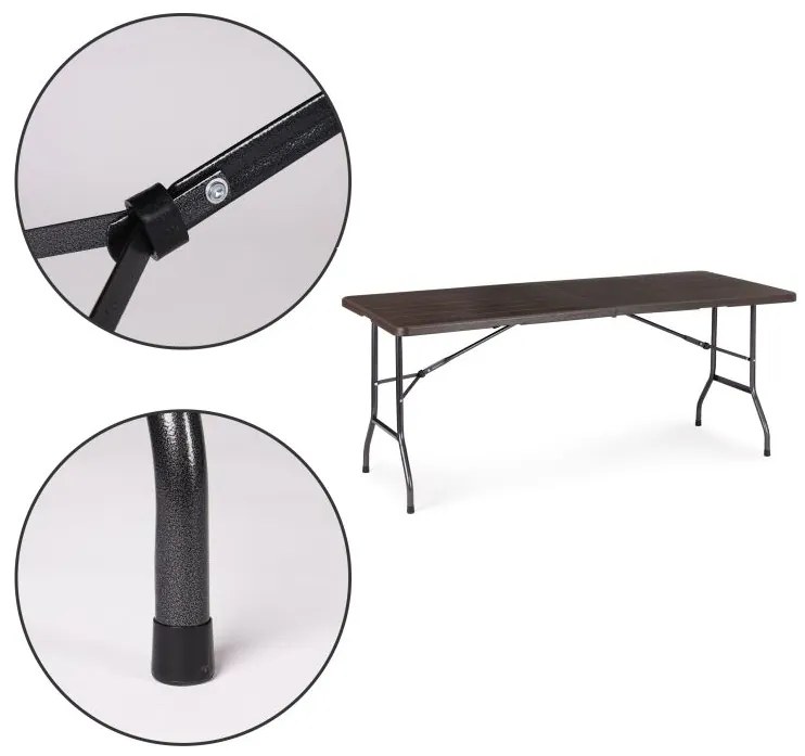 Cateringový stôl rozkladací 180 cm - tmavohnedý