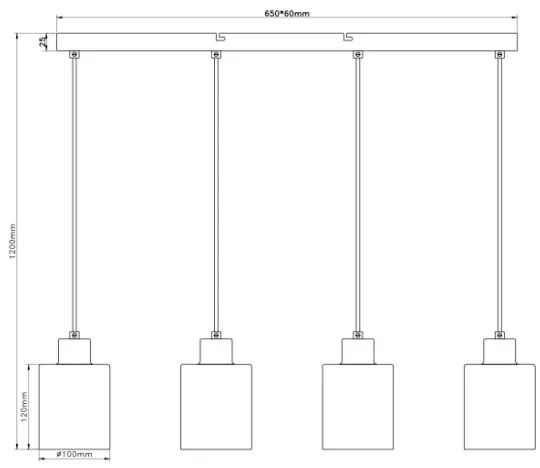 Globo 54114-4H - Závesný luster TRENT na lankách 4xE27/40W/230V