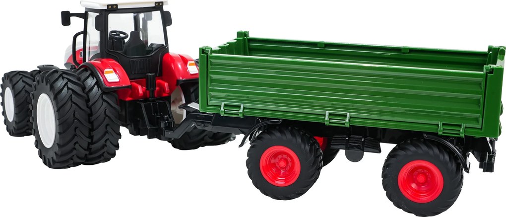 Ramiz Červený R/C traktor so zeleným prívesom