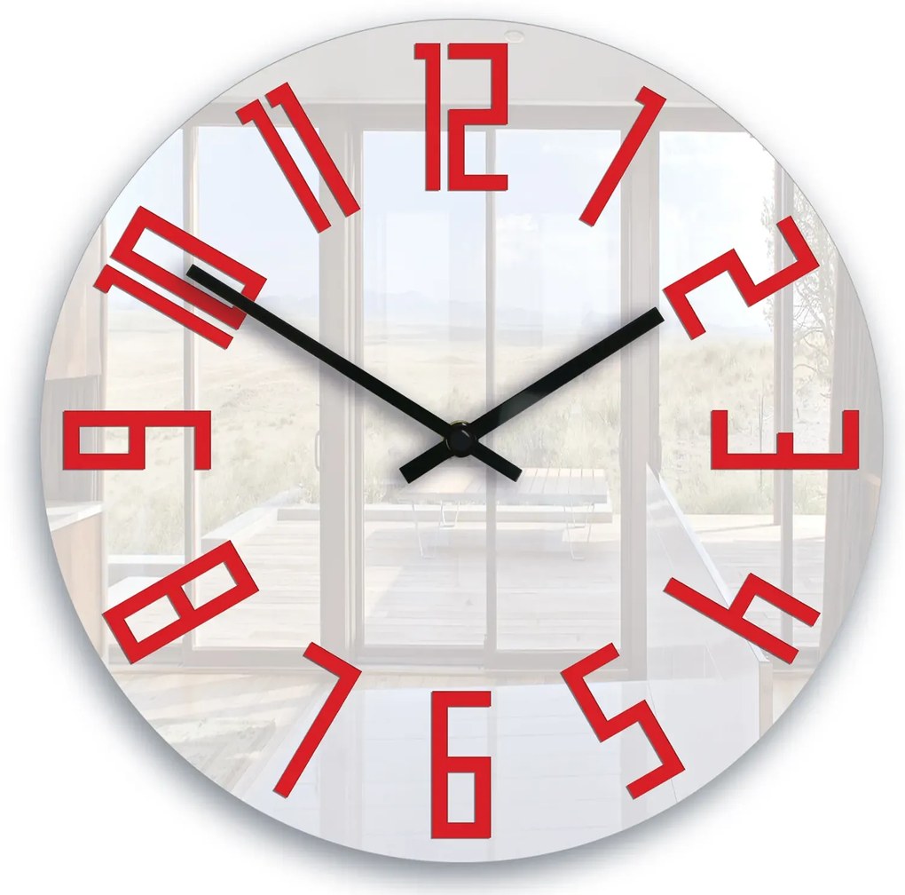 Nástěnné hodiny Slim 32 cm bílé/červené