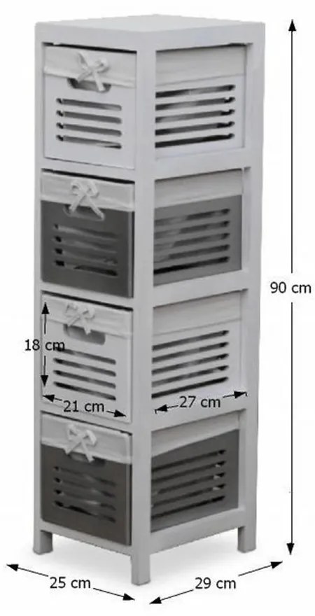 Tempo Kondela 4- šuplíková komoda, biela/sivá, BIBI 4
