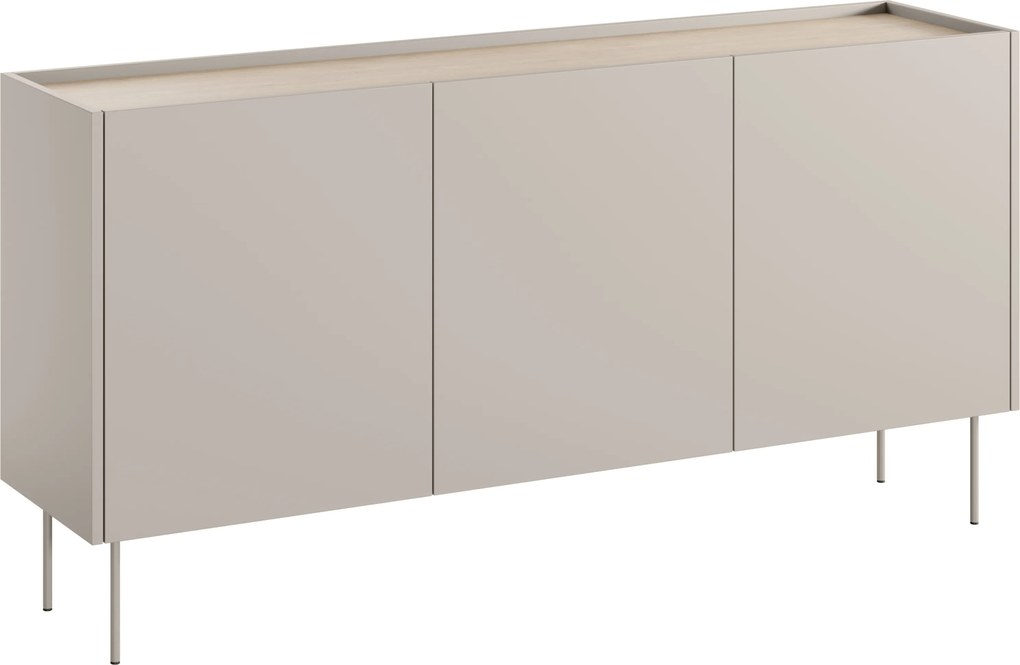 Komoda Desin 170 cm s kovovými nohami - kašmír / dub nagano