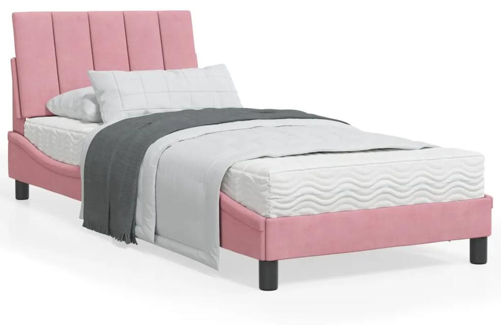 Rám postele s čelom ružový 90x200 cm zamat 3207830