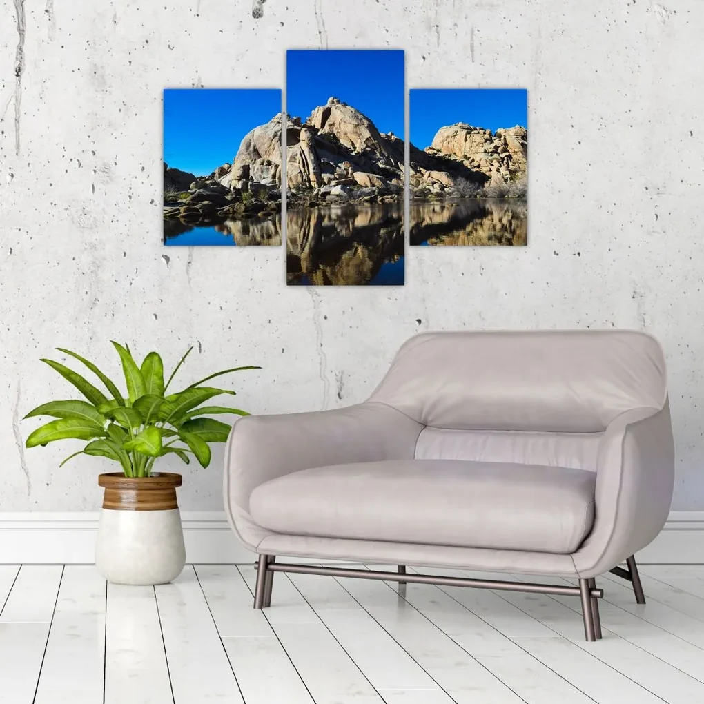 Obraz zrkadlenie skál (90x60 cm)