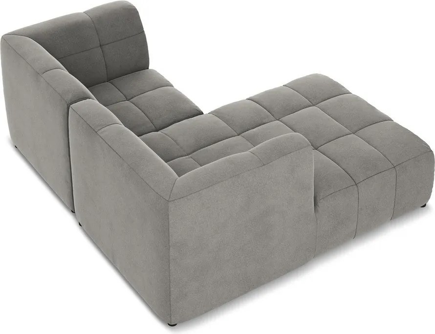 Sivá zamatová rohová pohovka (ľavý roh/s leňoškou) Aloha – Makamii