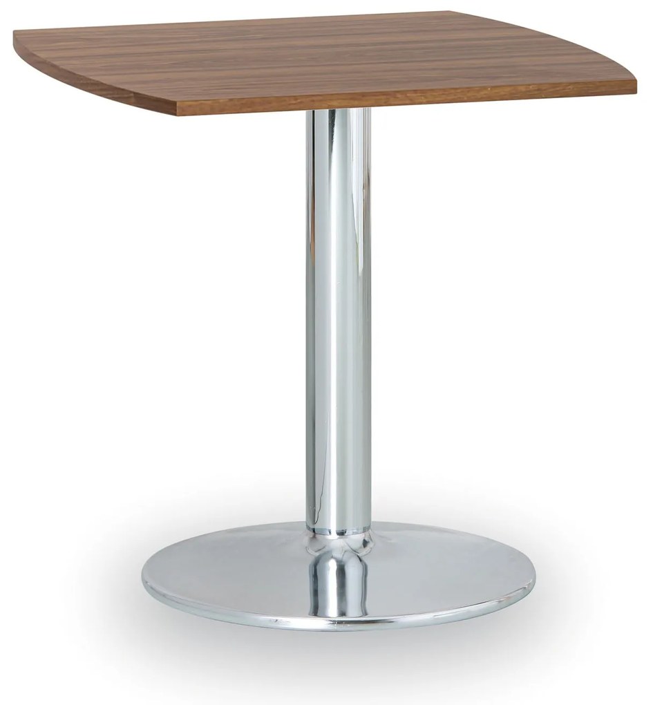 Konferenčný stolík ZEUS II, 66x66 cm, chrómovaná podnož, orech
