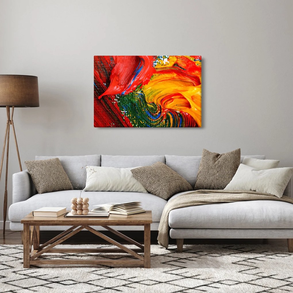 Obraz - Modrenie abstrakcie štetcom (90x60 cm)