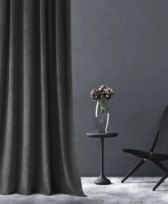 Šedý moderný zamatový záves 140 x 280 cm
