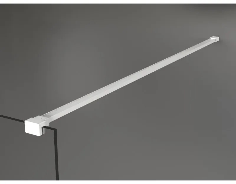 Mexen Kioto+, sprchová zástena Walk-In s poličkou a vešiakom 75 x 200 cm, 8mm číre sklo, biely profil, 800-075-121-20-00