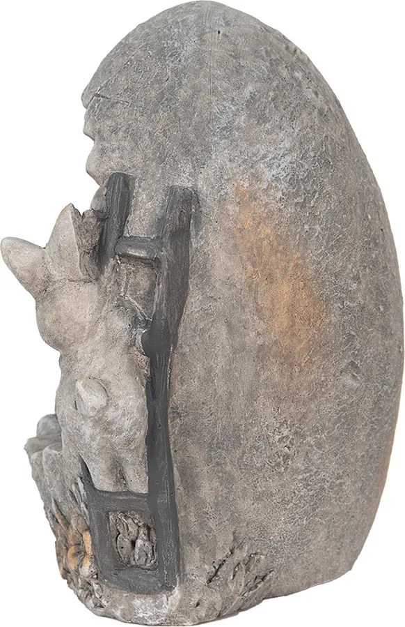 Šedá dekorácia zajačikovia na vajíčku v dekore kameňa - 22*18*27 cm