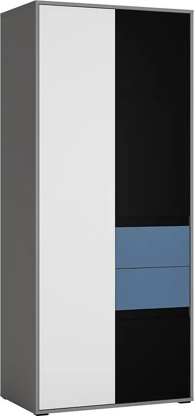 Skriňa Laser LASS01B 3D2S platinovo sivá/čierna perla/alpská biela/modrá