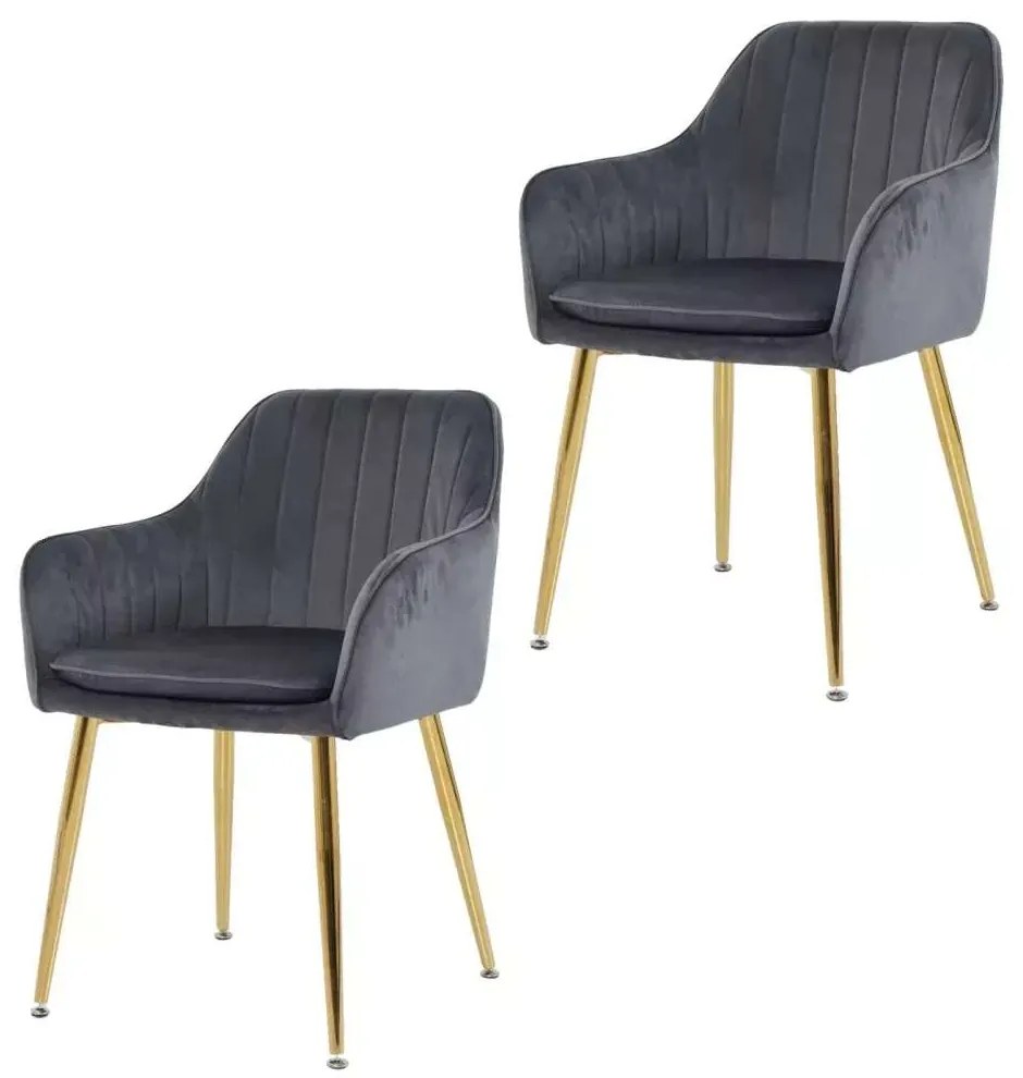 LuxuryForm DESIGN Jedálenská stolička AUSTIN VELUR - SET - tmavo šedá