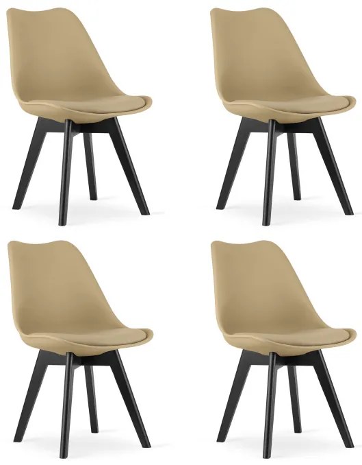 Set štyroch jedálenských stoličiek MARK svetlobéžový - čierne nohy (4 ks)