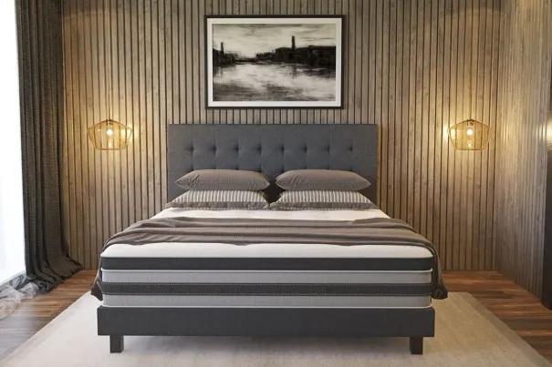 Enzio Boxspringová posteľ moderného dizajnu vhodná pre vyššie matrace Columbus, farba Tetra Graphite, 180x200 cm