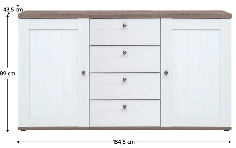 Komoda TEINA 2D4S, borovica canyon