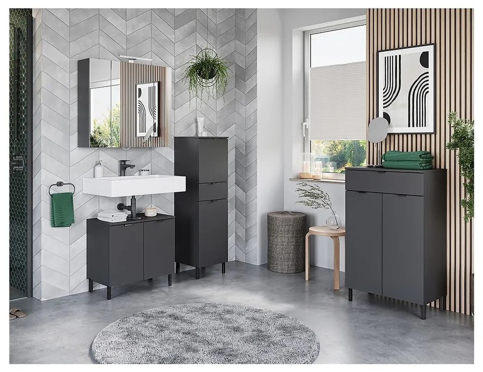 Antracitová skrinka pod umývadlo 60x56 cm Arcena – Germania