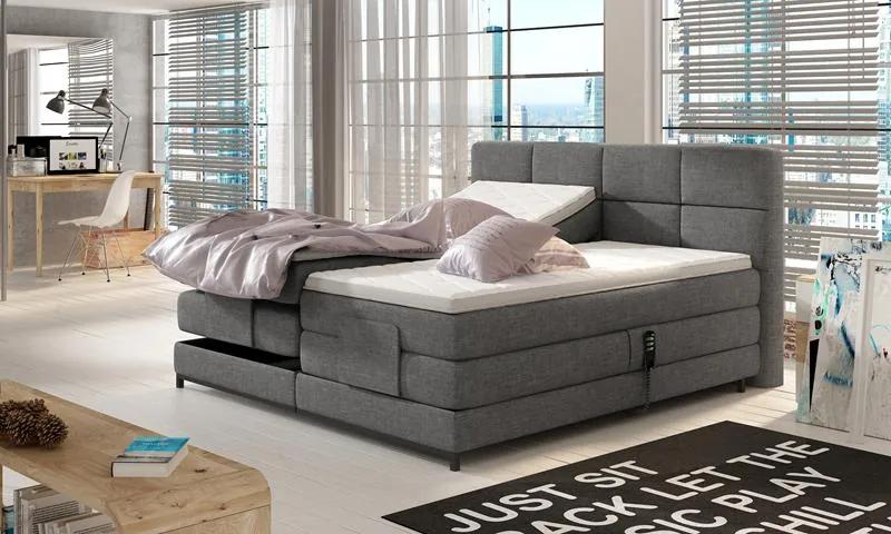 Luxusná box spring posteľ Spine 160x200, sivá - AKCIA