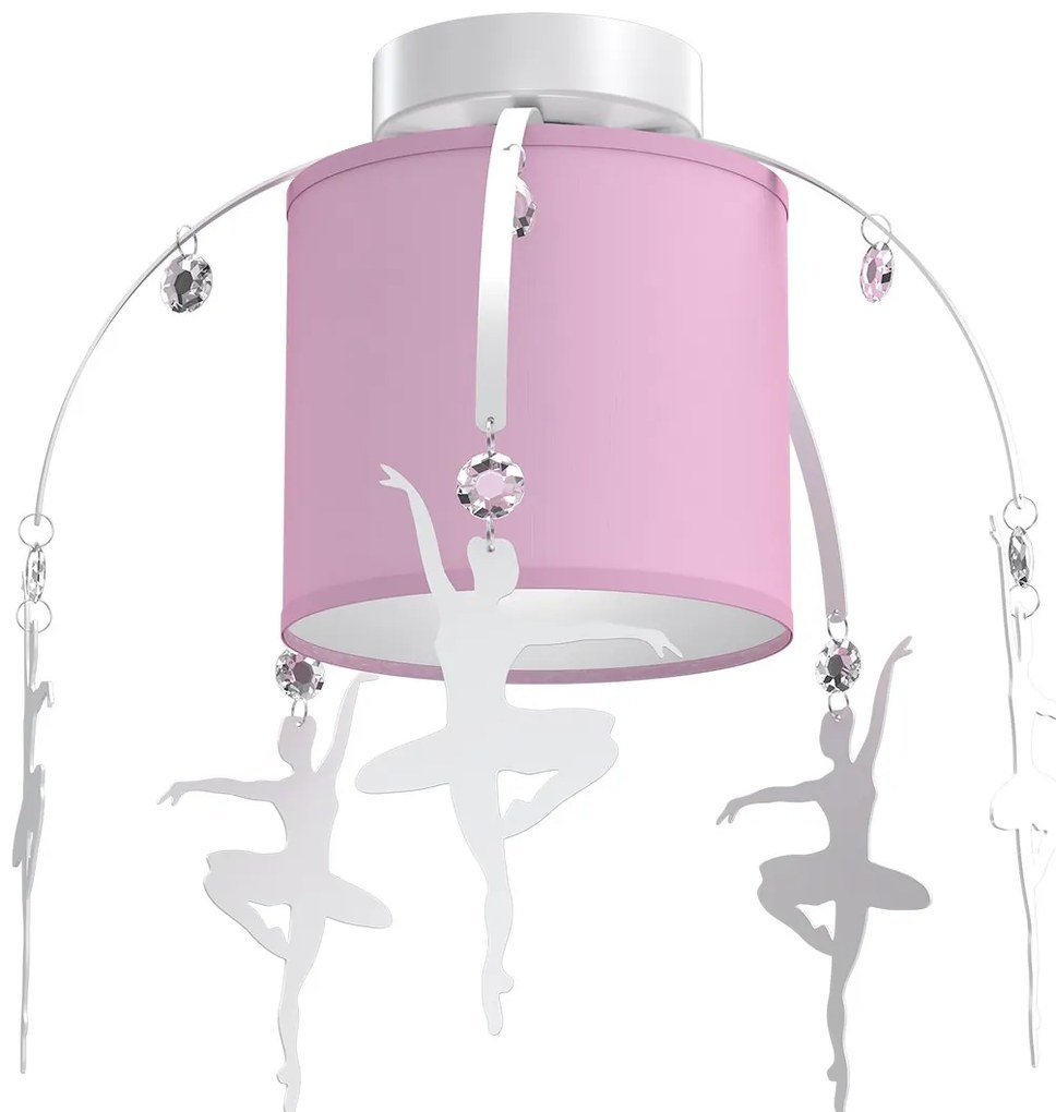 EUlight Detské stropné svietidlo Baletnica white, 1x ružové textilné tienidlo, w
