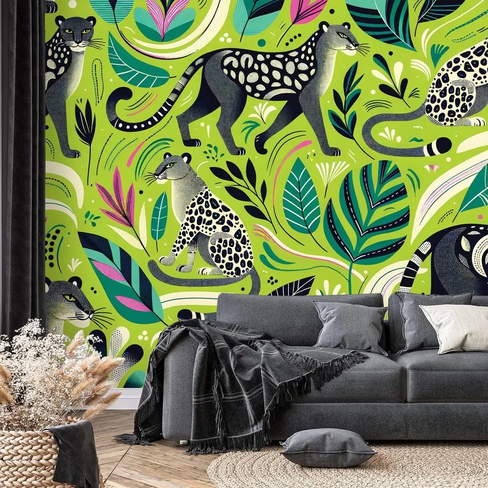 Tapeta leopardy v tropickej džungli