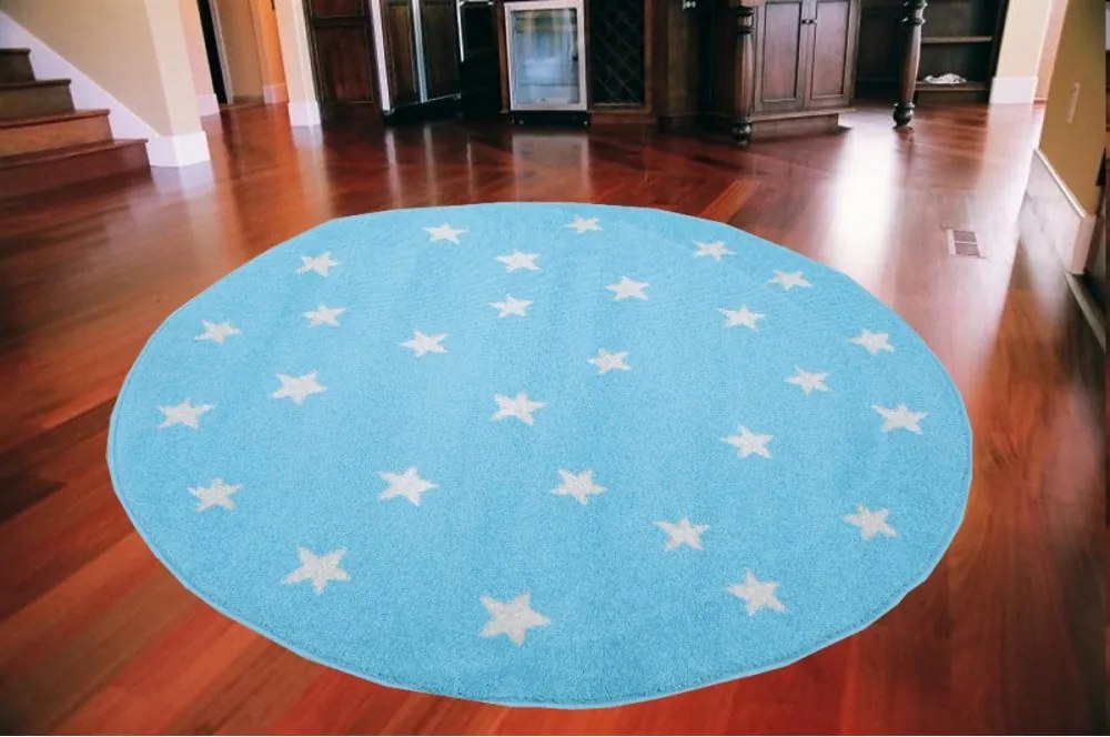 Detský kusový koberec Hviezdicky modrý kruh, Velikosti 80x80cm