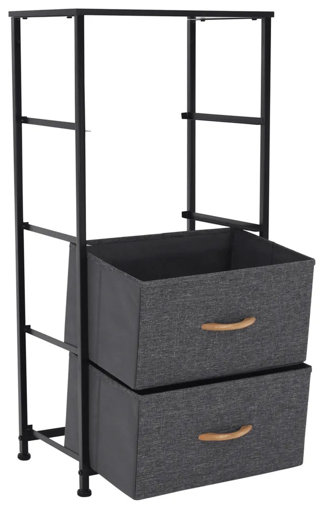 Komoda PALMERA s látkovými zásuvkami, čierna