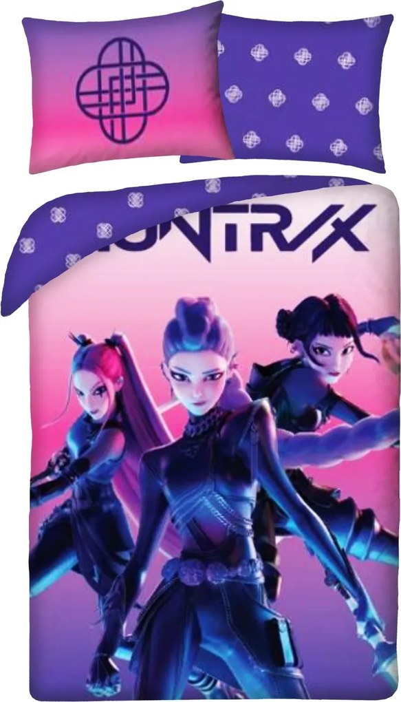 Bavlnené posteľné obliečky KPop Demon Hunters – motív HUNTR/X Neon Pink - 100% bavlna - 70x90 cm + 140x200 cm