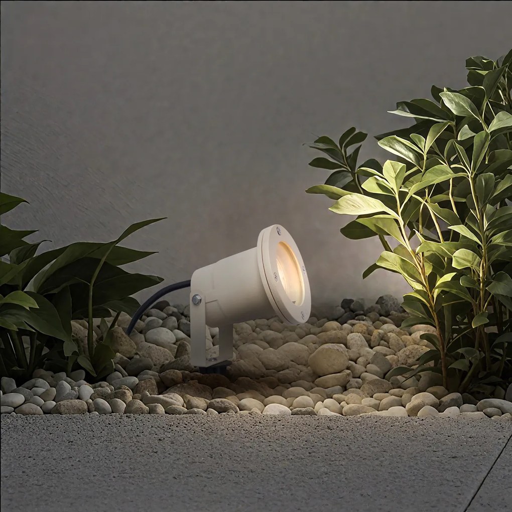 Bodové svietidlo so zemným hrotom béžové GU10 50 mm nastaviteľné IP65 vrátane kábla a zástrčky - Basic