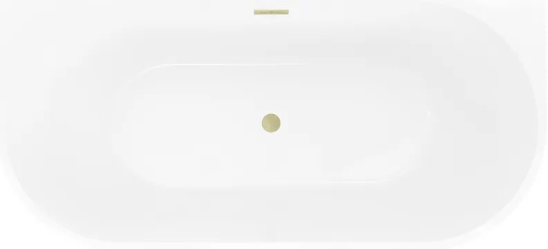 Mexen Oris, voľne stojaca ryhovaná vaňa 150 x 75 cm, biela-čierna, zlatý matný prepad, 52871507575-55