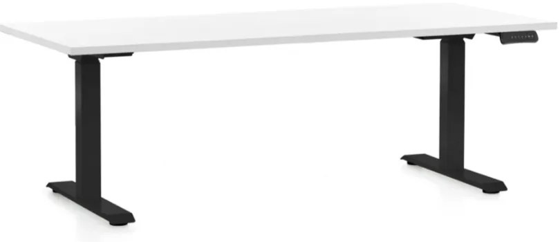 Výškovo nastaviteľný stôl OfficeTech D, 180 x 80 cm, čierna podnož, biela