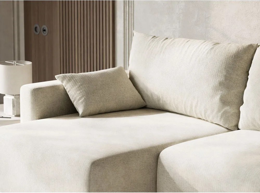 Krémovobiela ženilková rozkladacia/s úložným priestorom rohová pohovka (ľavý roh/s leňoškou) Leon – Maison de Rêve