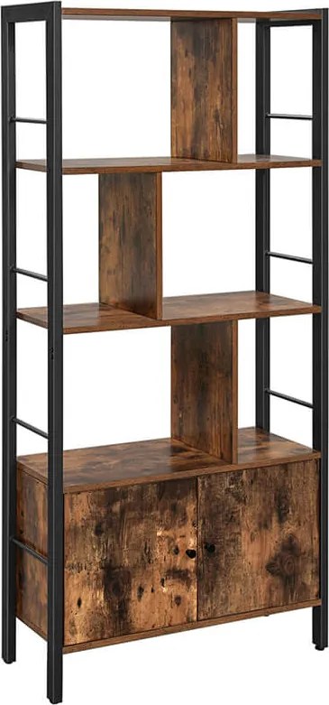 Knižnica VASAGLE priemyselná hnedá/čierna