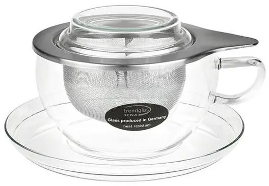 Trendglas JENA Sklenený šálku so sitkom TEA TIME 300 ml