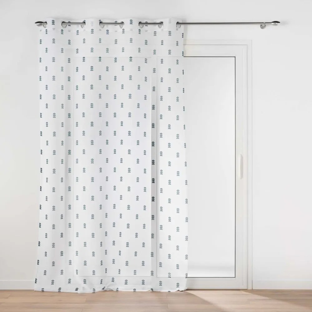 Bielo-modrá voálová záclona 140x240 cm Geokid – douceur d'intérieur