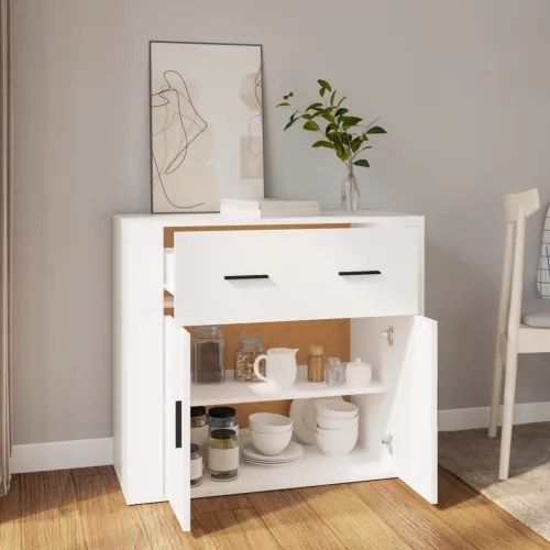 vidaXL Komoda biela 80x33x70 cm spracované drevo-