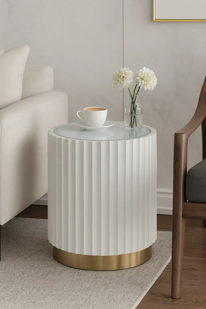 Odkladací stolík Stilig ST708 45 cm zlatý/biely
