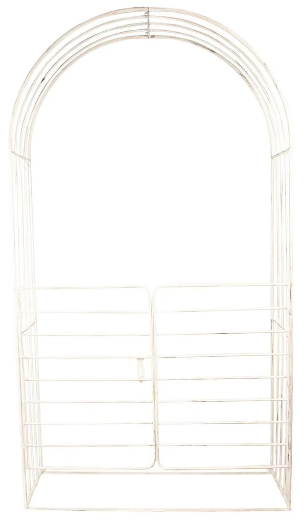 Kovová biela bránka s otváracími dvierkami - 126 * 44 * 227 cm