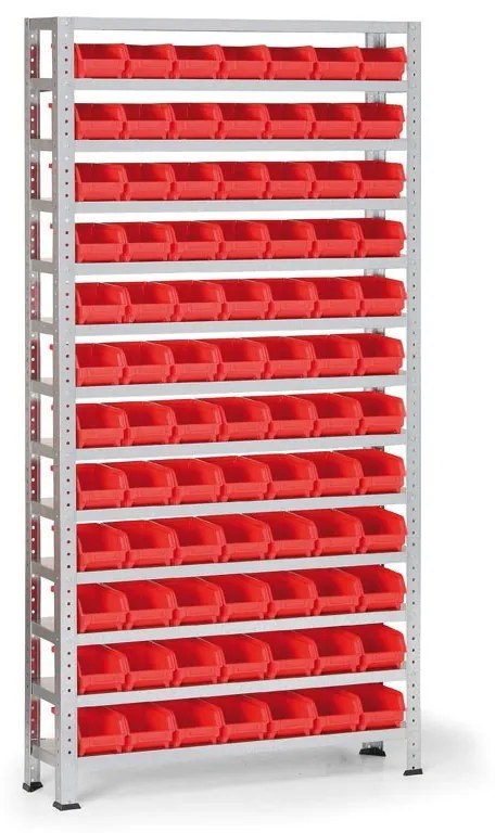 Regál s plastovými boxmi BASIC, 1730 x 850 x 300 mm, 84x box A