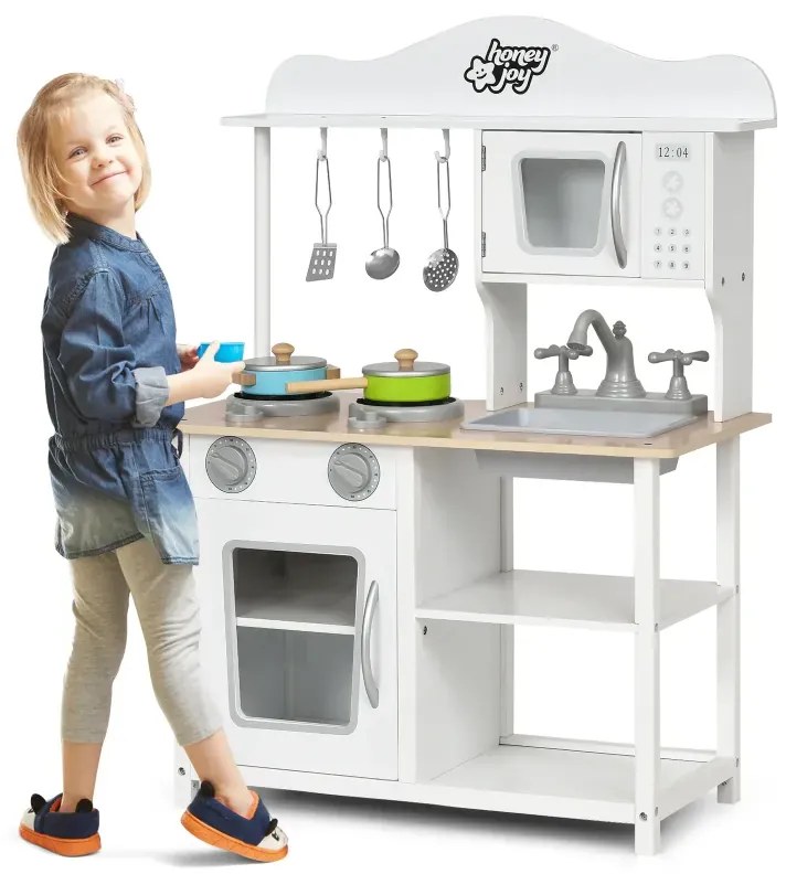 Detská kuchynka na hranie drevená kuchynka na hranie kuchynka 60 x 30 x 83 cm biela