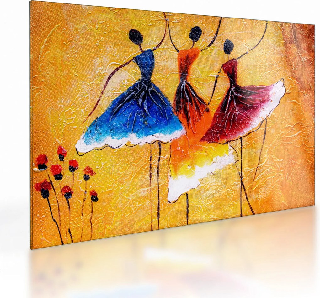Sklenený obraz - Olejomaľba, baletky (70x50 cm)